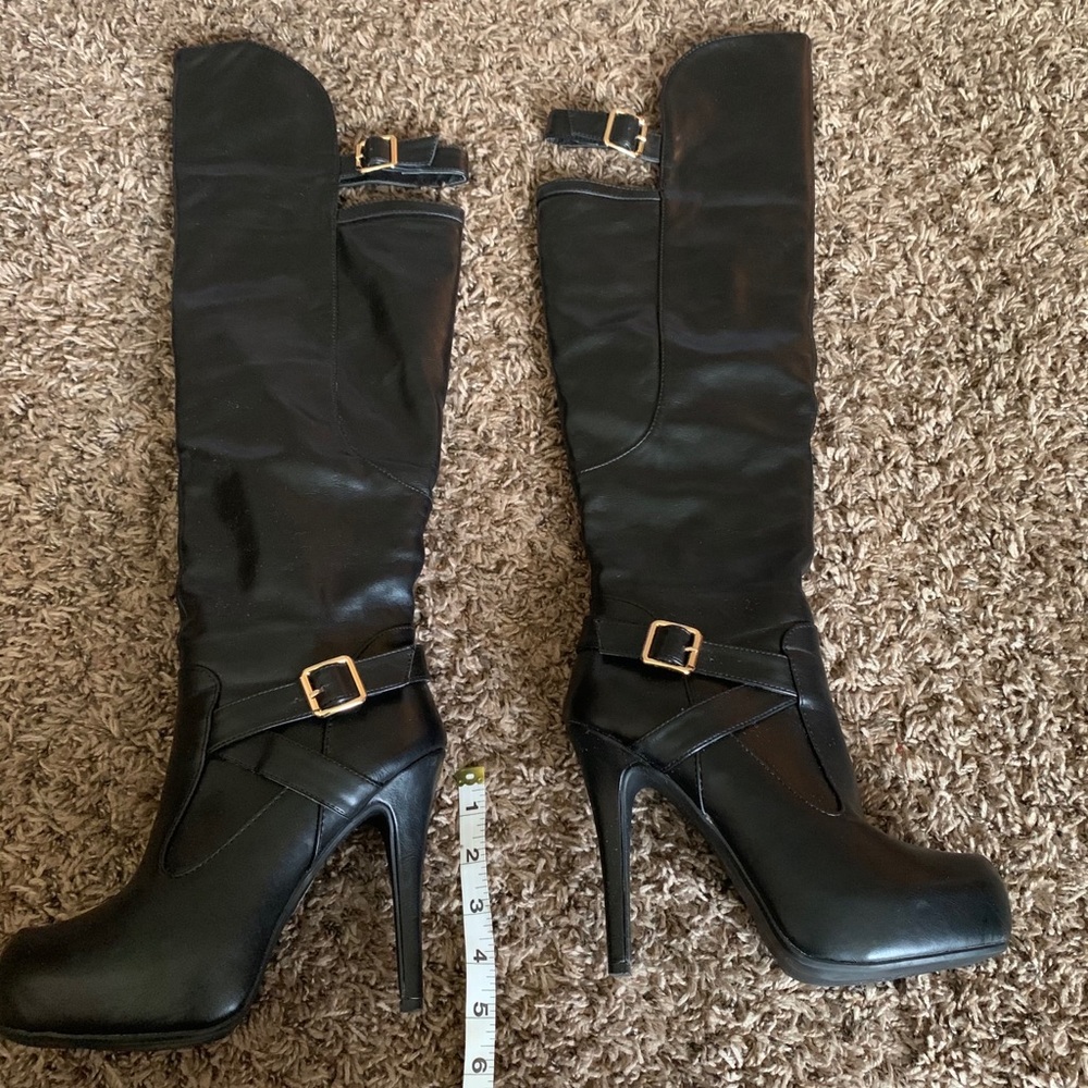 Bellatrice Black Stiletto Knee High Boots